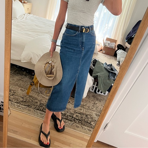 COS Dresses & Skirts - COS Mid-Length Blue Denim Pencil Skirt with Front Slit